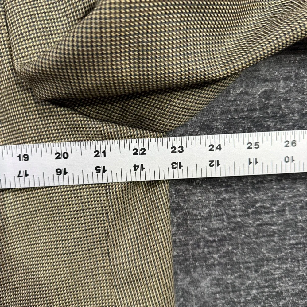 Franco Tassi Mens Pure New Wool Blazer Tan Olive Micro Houndstooth Sport Coat